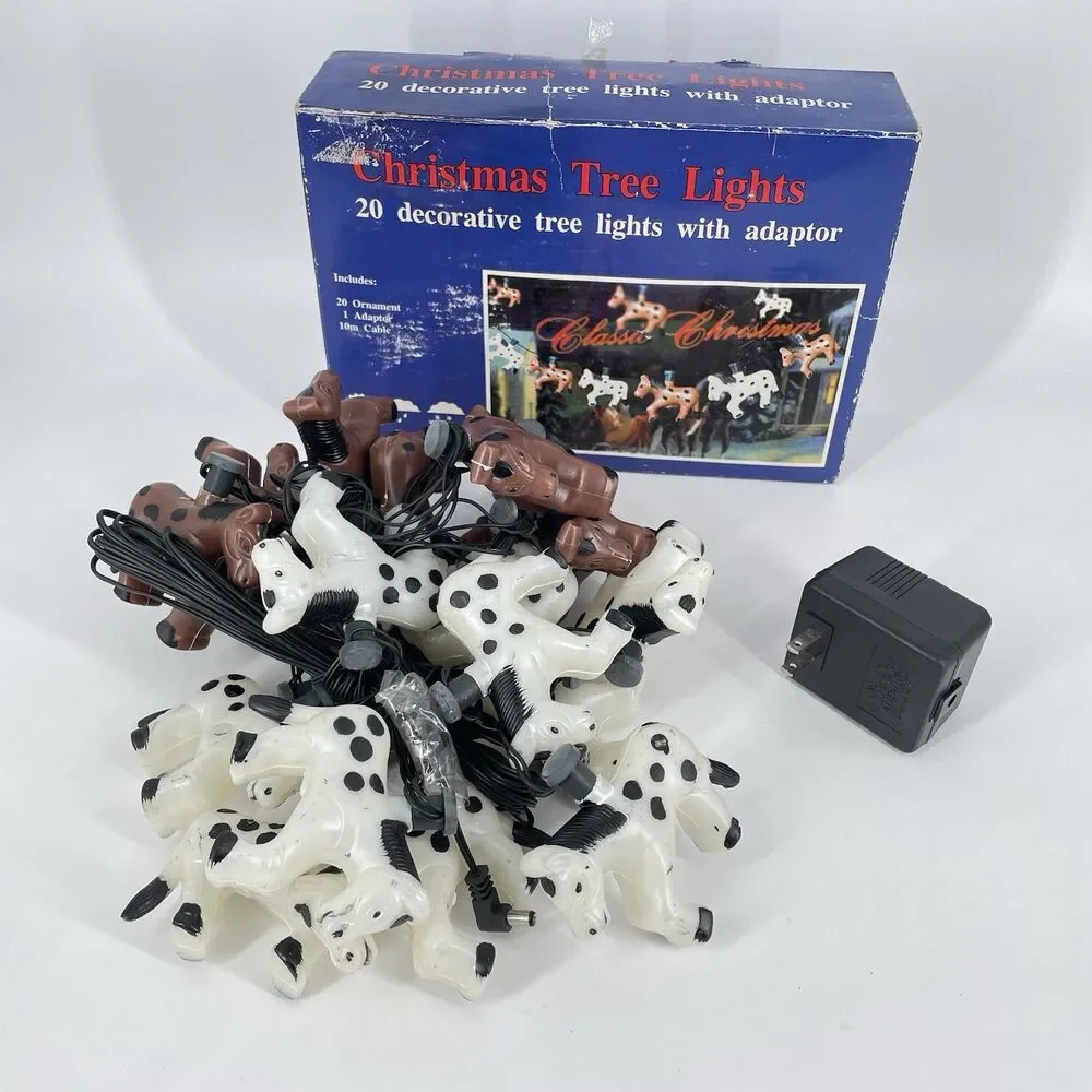 Vintage Horse Christmas Tree String Lights 20 Pc Set w/ Adapter Tested Works